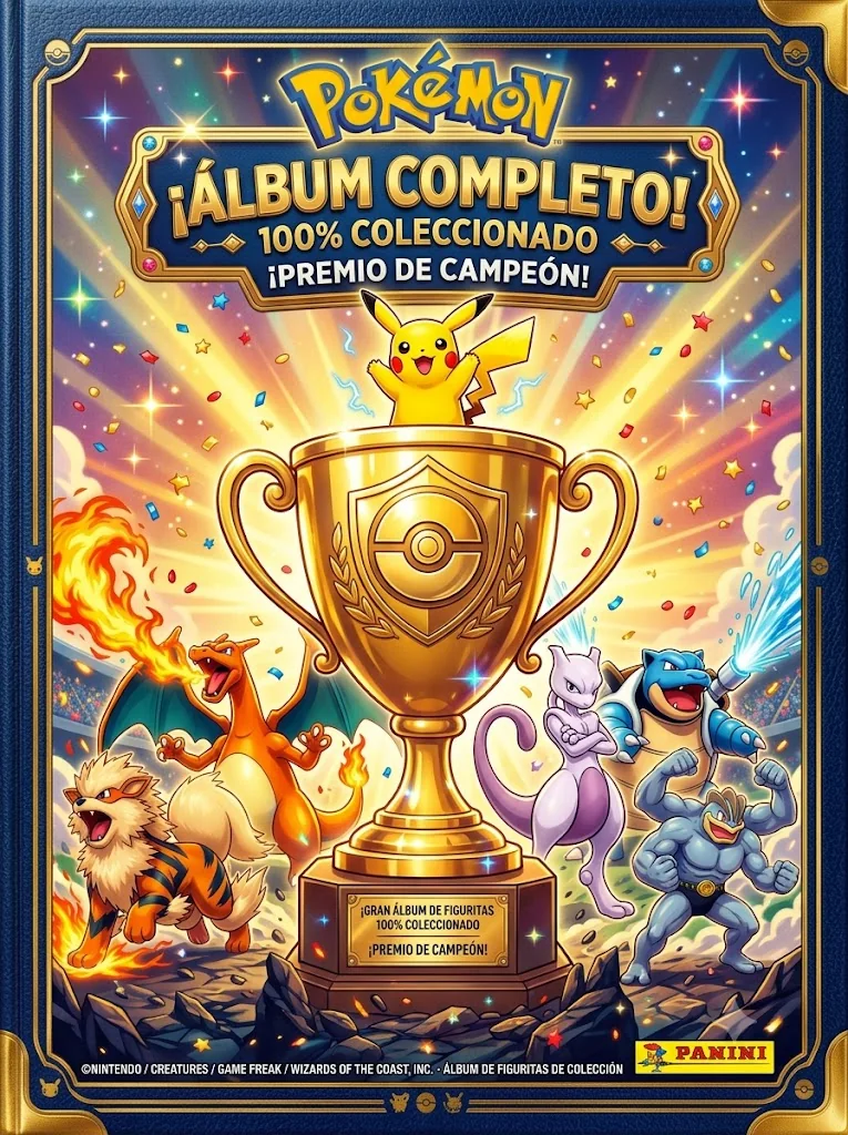Hoja de premio: ¡Álbum completo! 100% coleccionado, premio de campeón